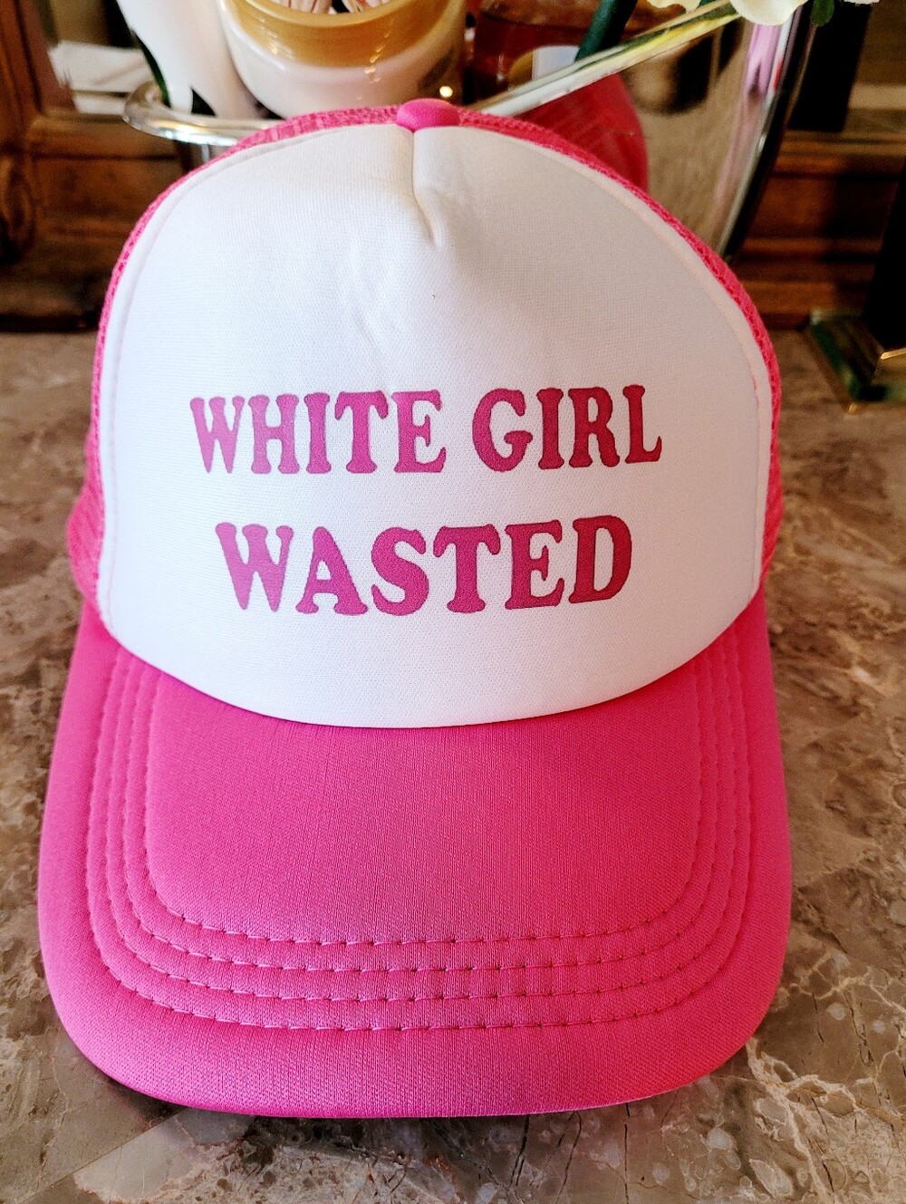 🌺White Girl Wasted Pink Trucker Hat Party Hats Hats With Sayings